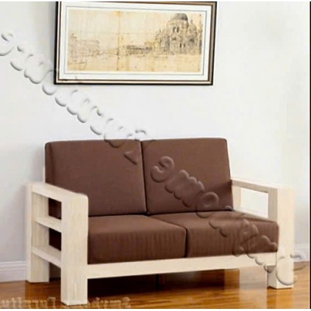 ChunKy White : Ghế Sofa Đôi Gỗ Sồi Kèm Nệm